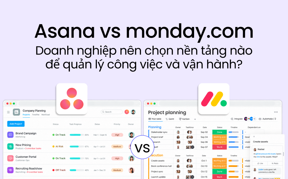 Asana vs monday.com: Doanh nghiệp nên chọn nền tảng nào để quản lý công việc và vận hành?