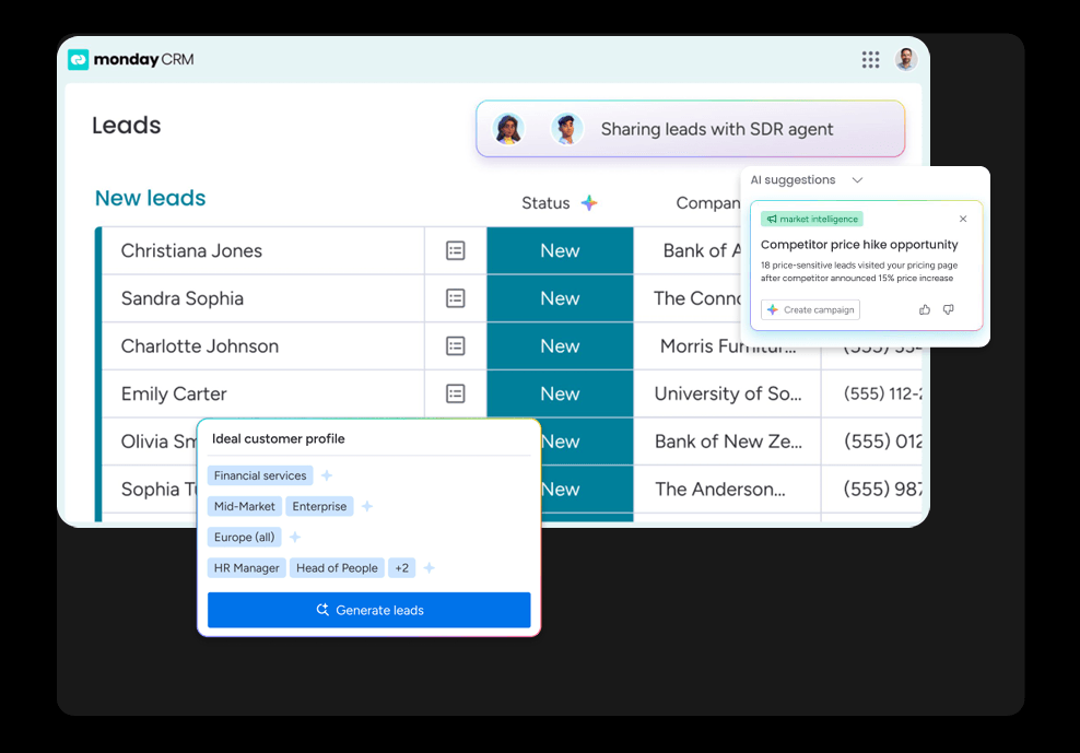AI Agents trong monday CRM